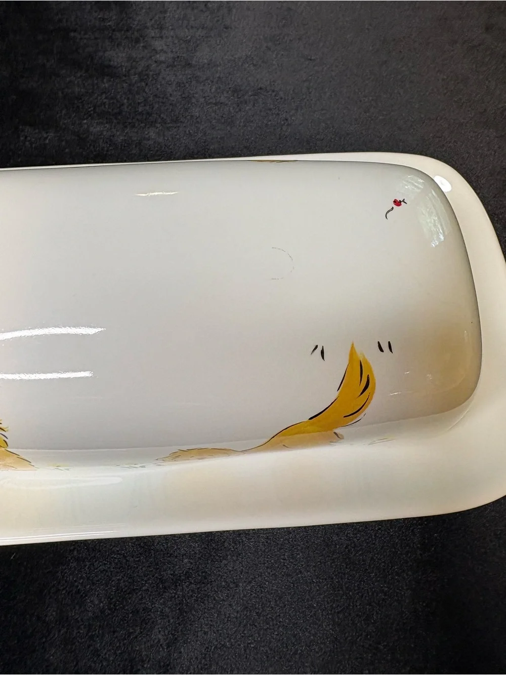 Hand Painted Golden Dogs Butter Dish